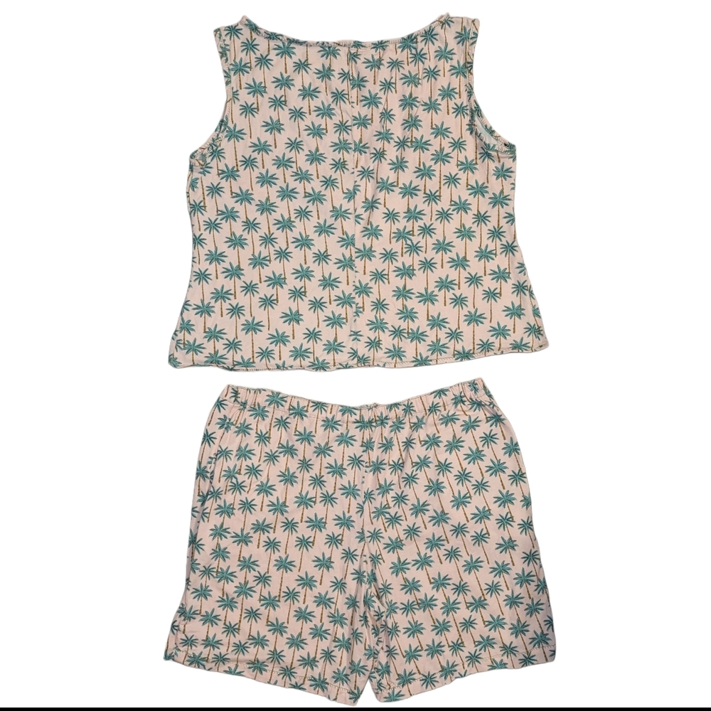 Handmade Women's Palm Tree Pajama Shorts Set (Fits Like L) - Picture 9 of 11